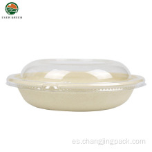 Pulpa natural 24 oz redonda redonda para llevar ensaladera biodegradable